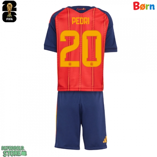 Spanien Pedri Gonzalez #20 Replika Babytøj Hjemmebanesæt Børn VM 2026 Kortærmet (+ Korte bukser)